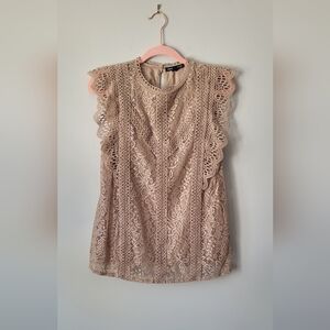 Cable & Gauge Beige Lace Detail Top